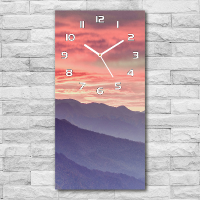 Vertical wall clock Fog over the mountains