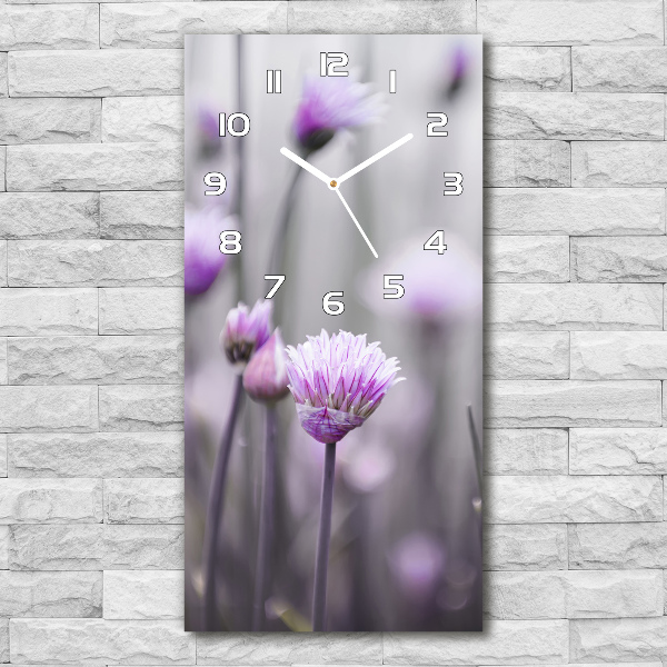 Vertical wall clock Chives flowers