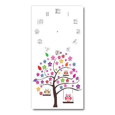 Vertical wall clock Owls on swings