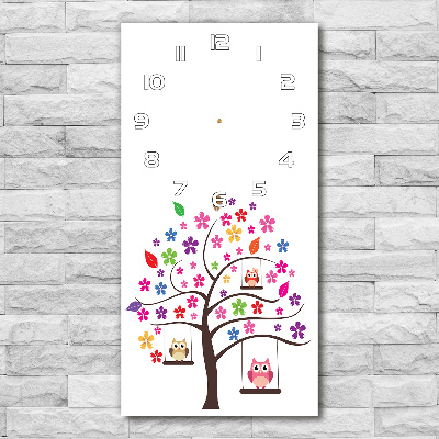 Vertical wall clock Owls on swings