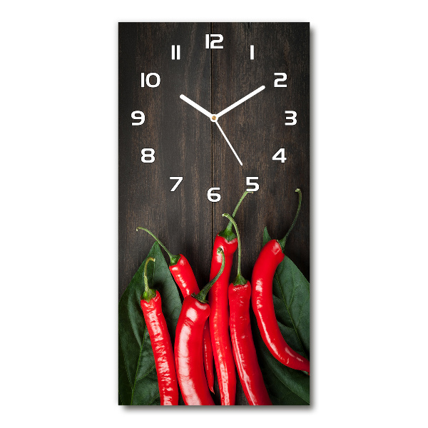 Modern vertical wall clock Chilli peppers