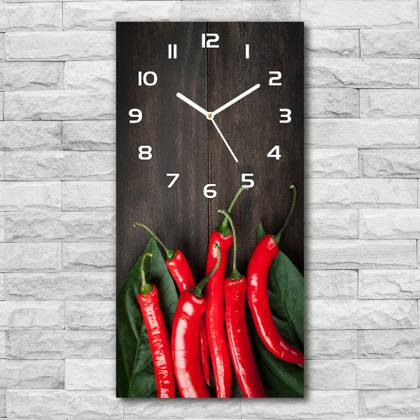 Modern vertical wall clock Chilli peppers