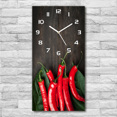 Modern vertical wall clock Chilli peppers