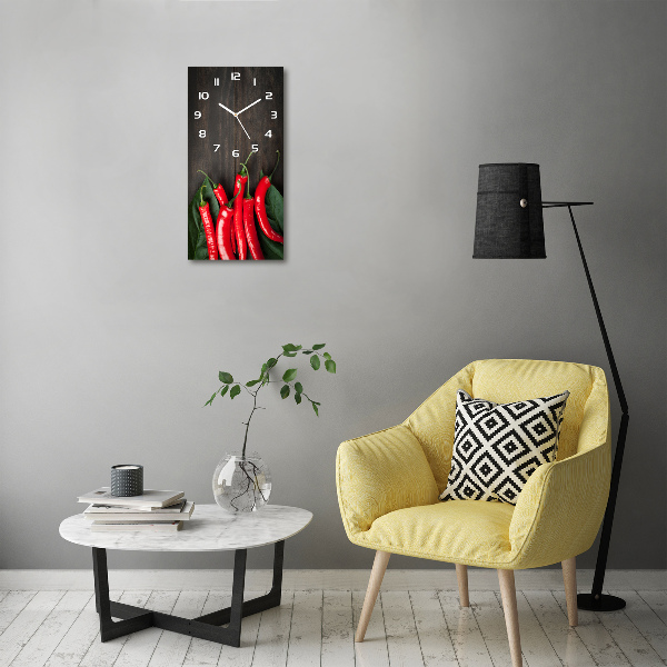 Modern vertical wall clock Chilli peppers