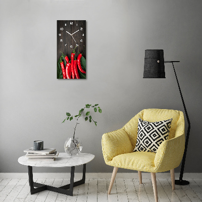 Modern vertical wall clock Chilli peppers