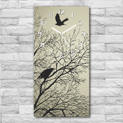 Vertical rectangular wall clock Crows