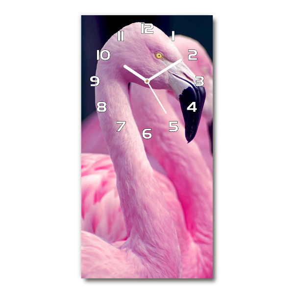 Modern vertical wall clock Flamingos