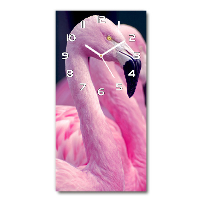 Modern vertical wall clock Flamingos