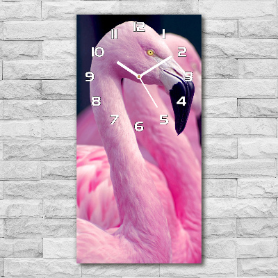 Modern vertical wall clock Flamingos