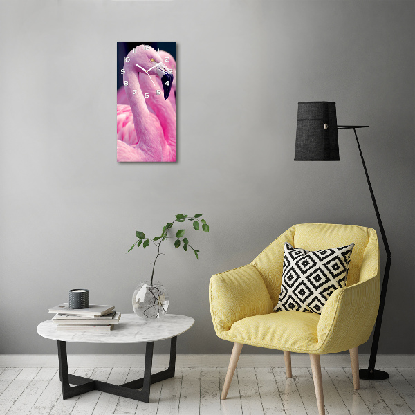 Modern vertical wall clock Flamingos