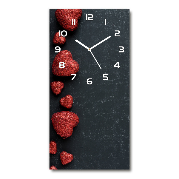 Vertical wall clock Hearts on the board