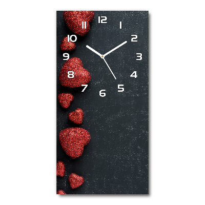 Vertical wall clock Hearts on the board