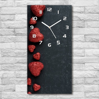 Vertical wall clock Hearts on the board