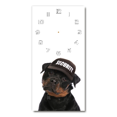 Vertical wall clock Rottweiler in the hat