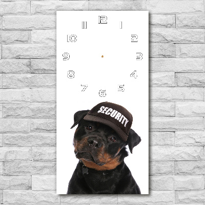 Vertical wall clock Rottweiler in the hat