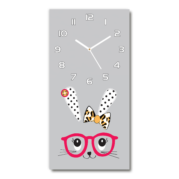 Vertical wall clock Rabbit with glasses