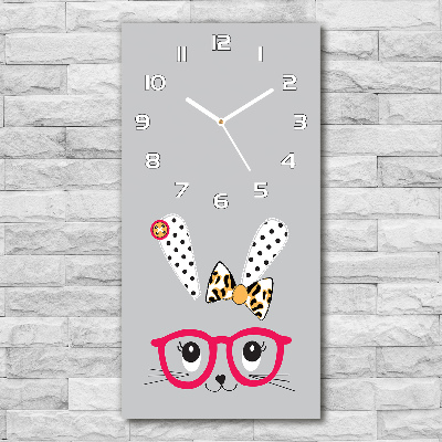 Vertical wall clock Rabbit with glasses