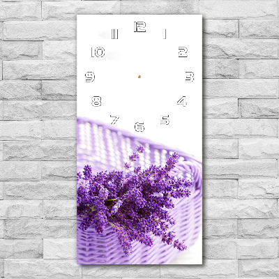 Vertical rectangular wall clock Lavender in the basket