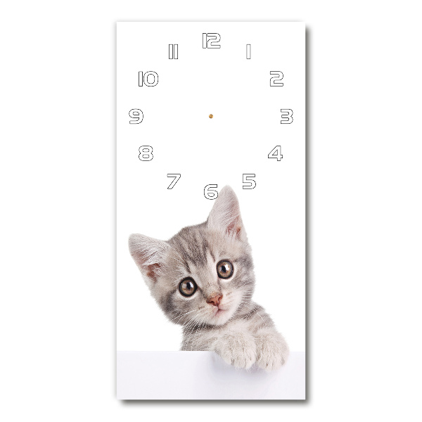 Modern vertical wall clock Gray cat