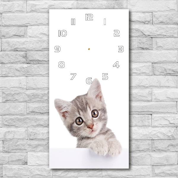 Modern vertical wall clock Gray cat