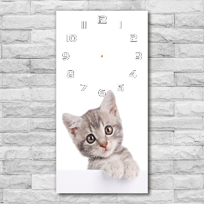 Modern vertical wall clock Gray cat