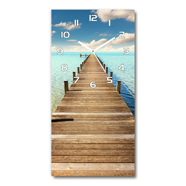 Modern vertical wall clock Wooden pier