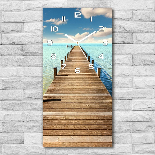 Modern vertical wall clock Wooden pier