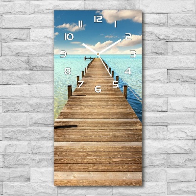 Modern vertical wall clock Wooden pier