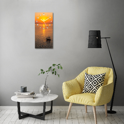 Vertical wall clock Sunset sea