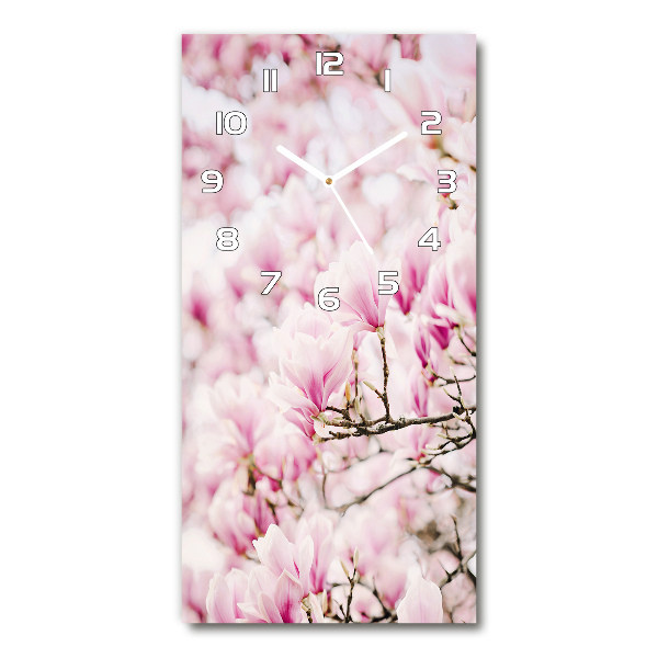 Vertical rectangular wall clock Magnolia flowers