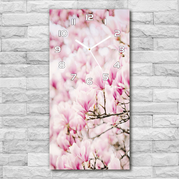 Vertical rectangular wall clock Magnolia flowers