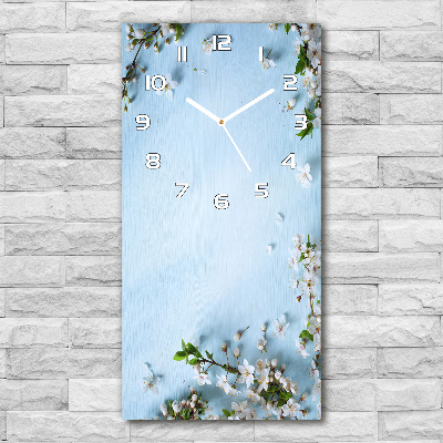 Vertical rectangular wall clock Cherry blossoms