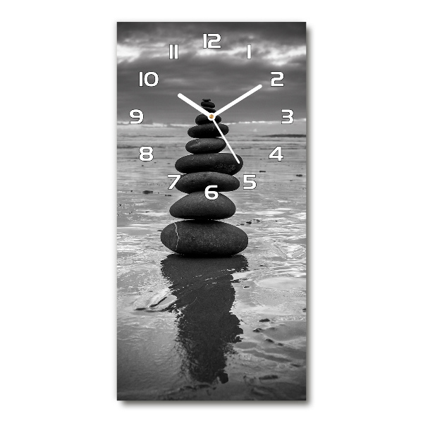 Vertical rectangular wall clock Stones on the beach