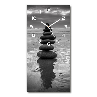 Vertical rectangular wall clock Stones on the beach