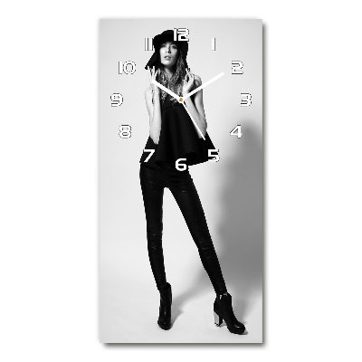 Vertical wall clock A woman in black