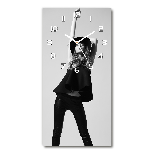 Vertical wall clock A woman in black