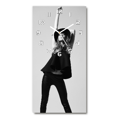 Vertical wall clock A woman in black