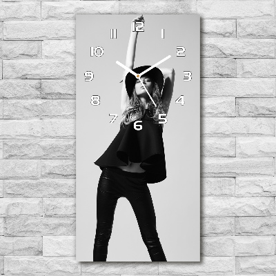 Vertical wall clock A woman in black