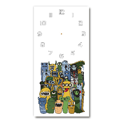 Vertical wall clock Crazy monsters