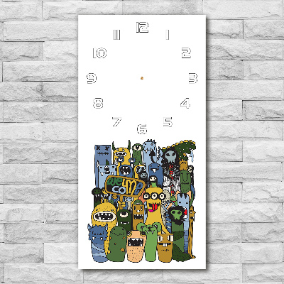 Vertical wall clock Crazy monsters