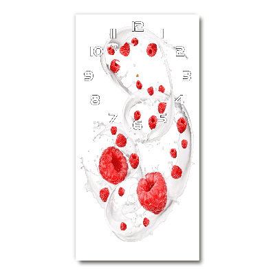 Vertical wall clock Milk and raspberries