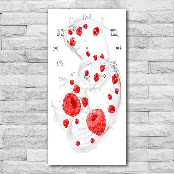 Vertical wall clock Milk and raspberries