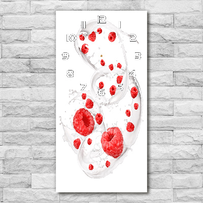 Vertical wall clock Milk and raspberries