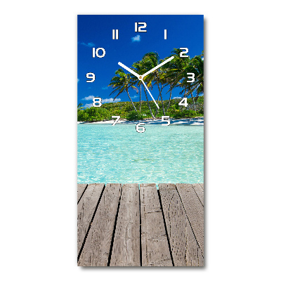 Vertical rectangular wall clock Tropical beach