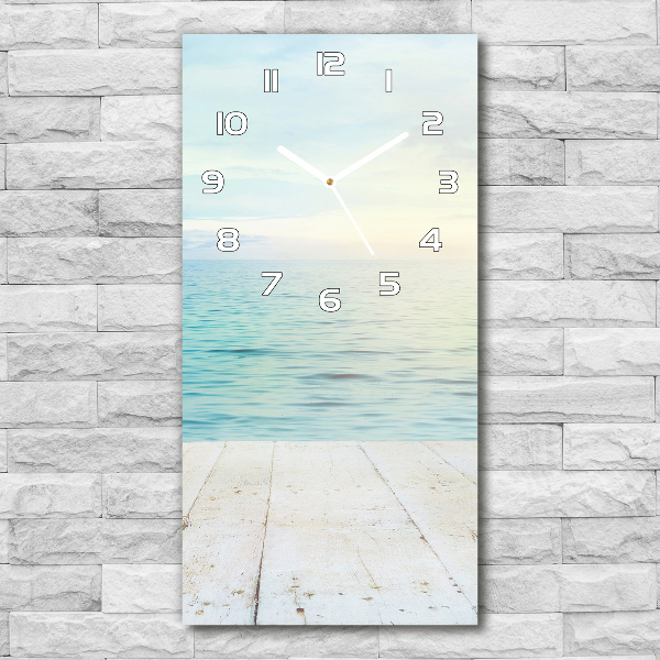 Vertical rectangular wall clock Tropical beach