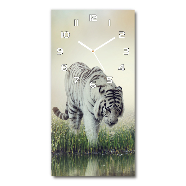 Modern vertical wall clock White Tiger