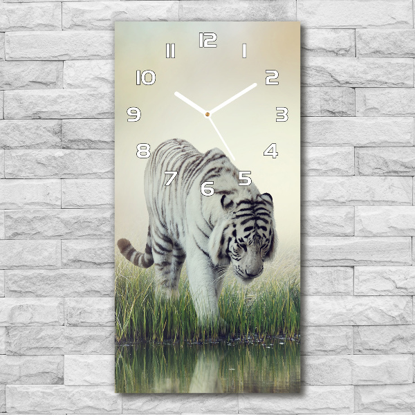 Modern vertical wall clock White Tiger