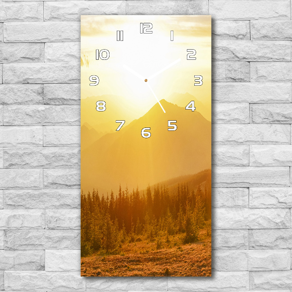 Vertical wall clock Sunset of the mountain