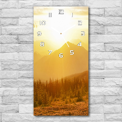 Vertical wall clock Sunset of the mountain