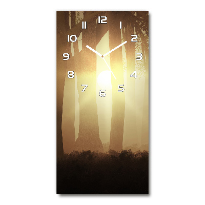 Vertical wall clock Fog in the forest